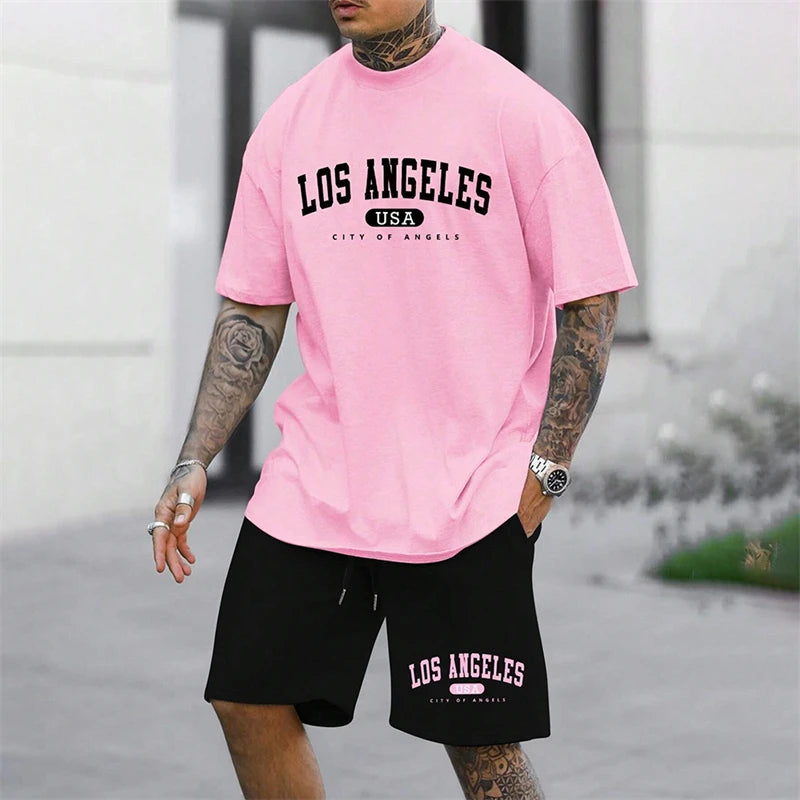20024 Outdoor Sports Style Men's Suit Basketball Suit Summer Seaside Holiday Leisure Wear Men's Home Loose Comfortable Pyjamas