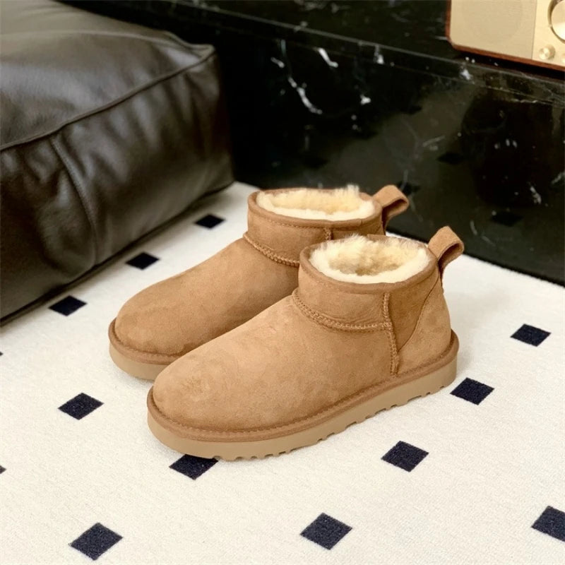 2026 New Design Winter Boots Women Super Mini Real Sheepskin Wool Comfort Warm Natural Fur Shoe Man Classic Snow Boot Size 35-44