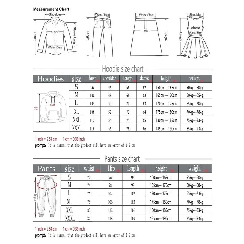 Men's Autumn and Winter Pattern Casual Two-Piece Set Hooded Sweatshirt and Pants with Pockets Regular Fit Outdoor Sport Suit