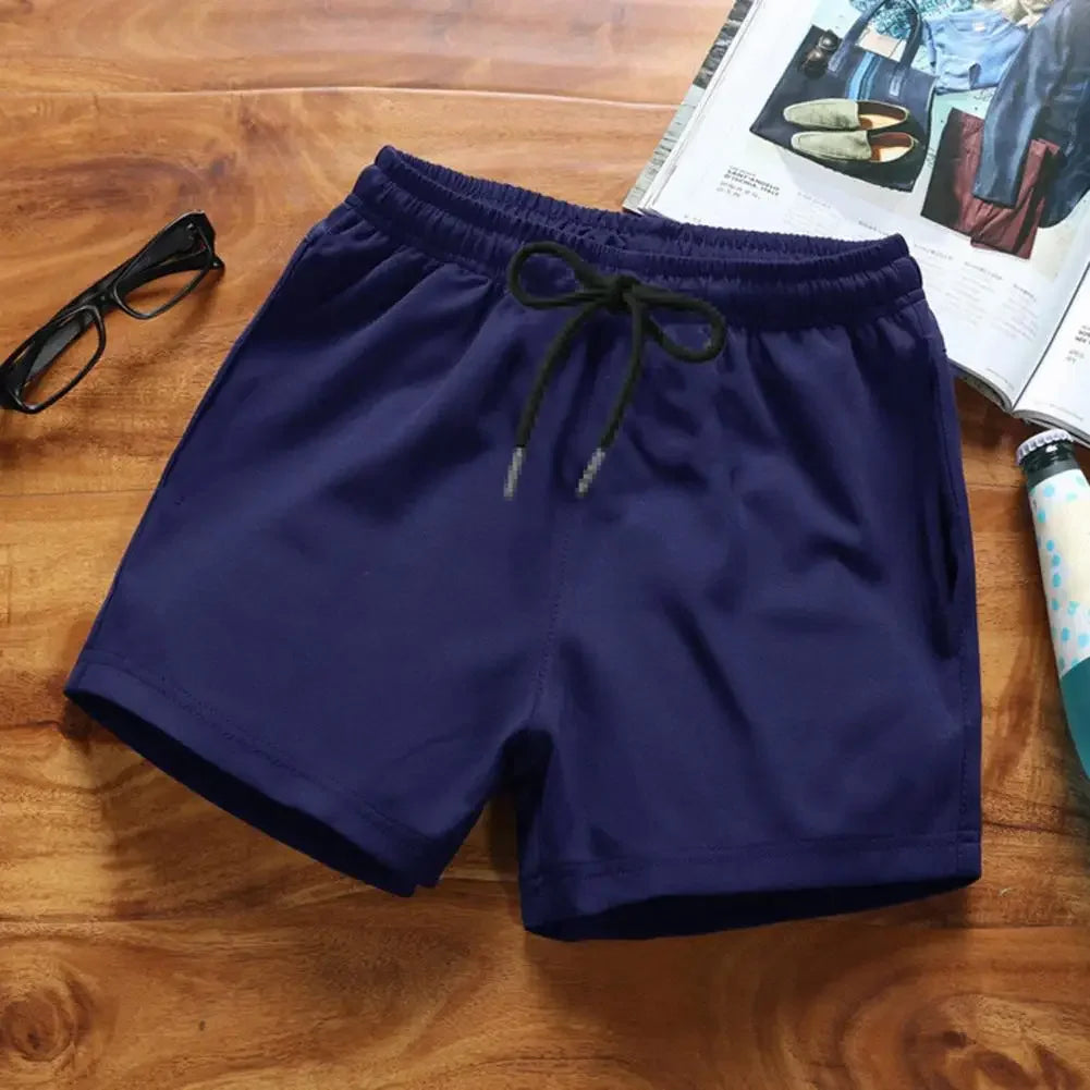 Men's Sports Shorts Elastic Waist Drawstring Gym Short Pants Solid Drawstring Waist Outdoor Shorts Running Shorts Beach Pants