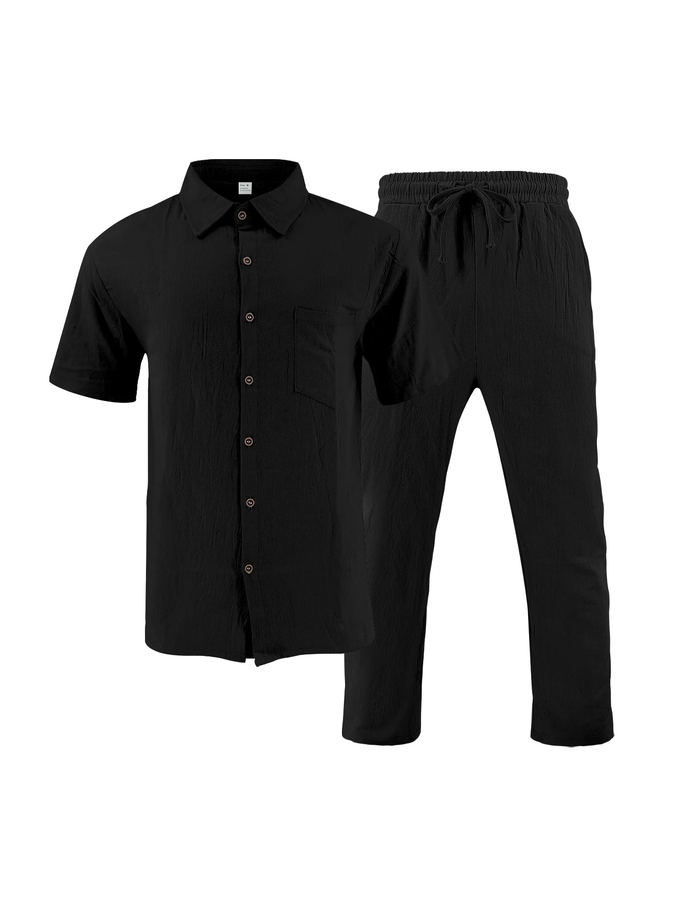 2025 New Arrival Men's Casual Tracksuit Linen Shirt and Pants Set Breathable Summer Outfits for Beach and Daily Wear