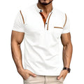 Summer men's fashionable Henry collar half-button short-sleeved moisture-wicking breathable casual American stretch T-shirt top