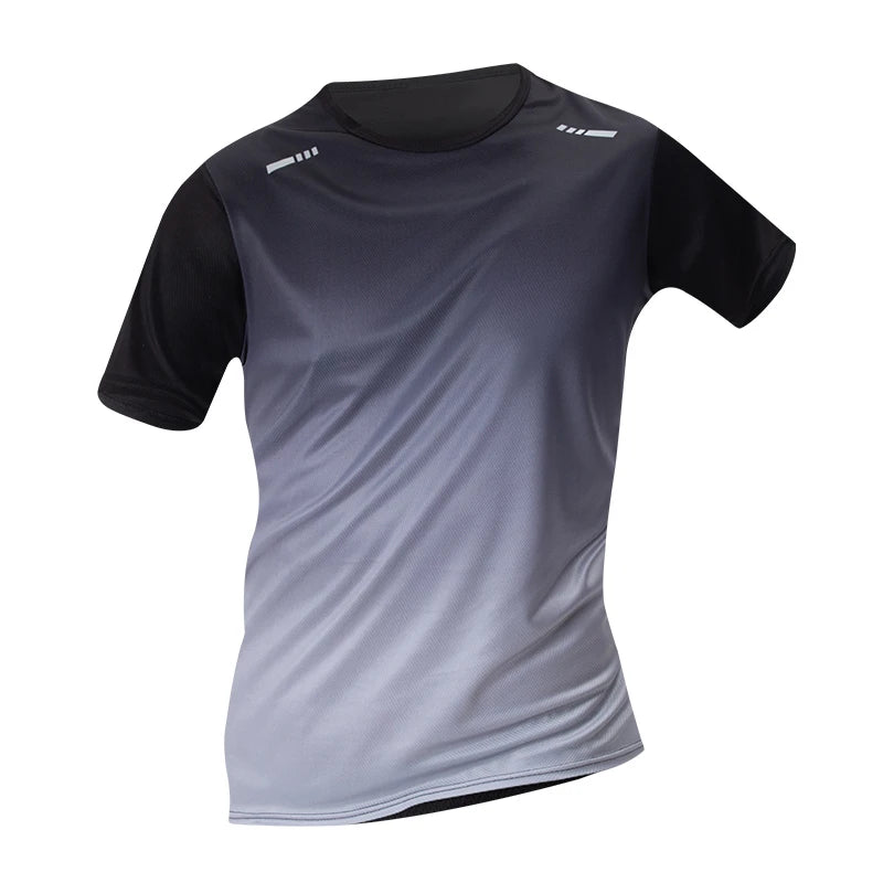 Simple Fashion Gradient Sports T Shirts For Men Summer Casual Short Sleeve 3D Printed Running T-shirts Loose Breathable Tees
