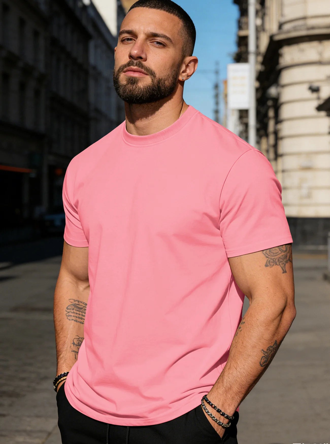 Summer Casual Comfortable Men's T Shirt Fashion Round Neck Short Sleeve Tops Simple Solid Color Oversized T-shirt Daily Clothing