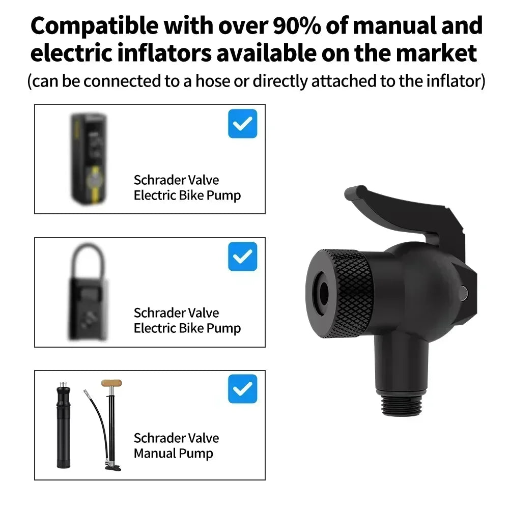 4-in-1 Bicycle Air Nozzle Adapter Inflator Valve fits Presta Schrader Clik Dunlop Connector Snap-lock Quick Connect Pump Nozzle