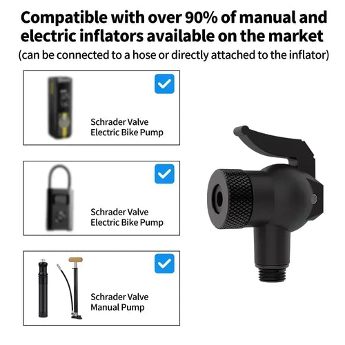 4-in-1 Bicycle Air Nozzle Adapter Inflator Valve fits Presta Schrader Clik Dunlop Connector Snap-lock Quick Connect Pump Nozzle