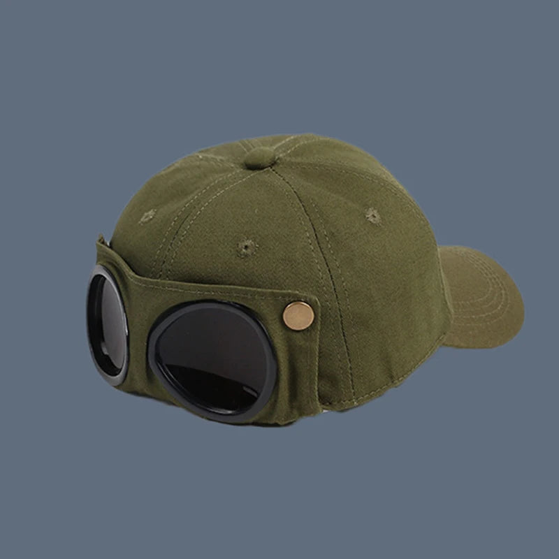 Hip Hop Aviator Hat With Sunglasses For Men Women Fashion Glasses Bonnet Summer Outdoor Sun Visors Fashion Punk Baseball Cap