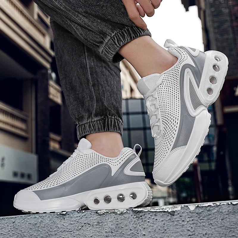 Mens Running Shoes Trendy PU Leather Luxury Design Cosy Cushioning Sneakers Breathable Street Fashion Fitness Training Shoes