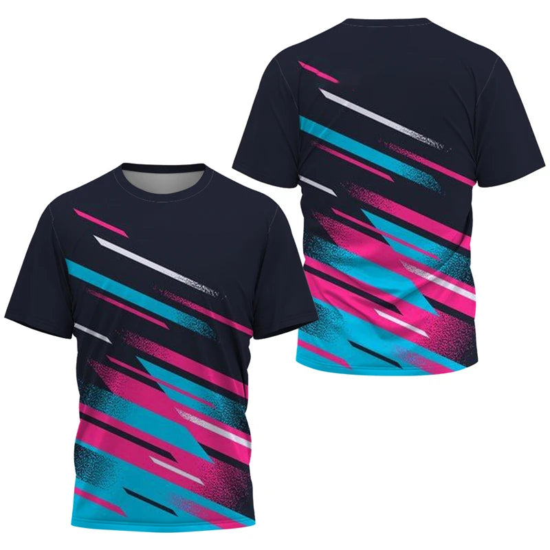 Simple Quick Dry Table Tennis T Shirts For Men Summer Short Sleeve Fashion 3D Printed Sports T-shirts Loose Breathable Gym Tops