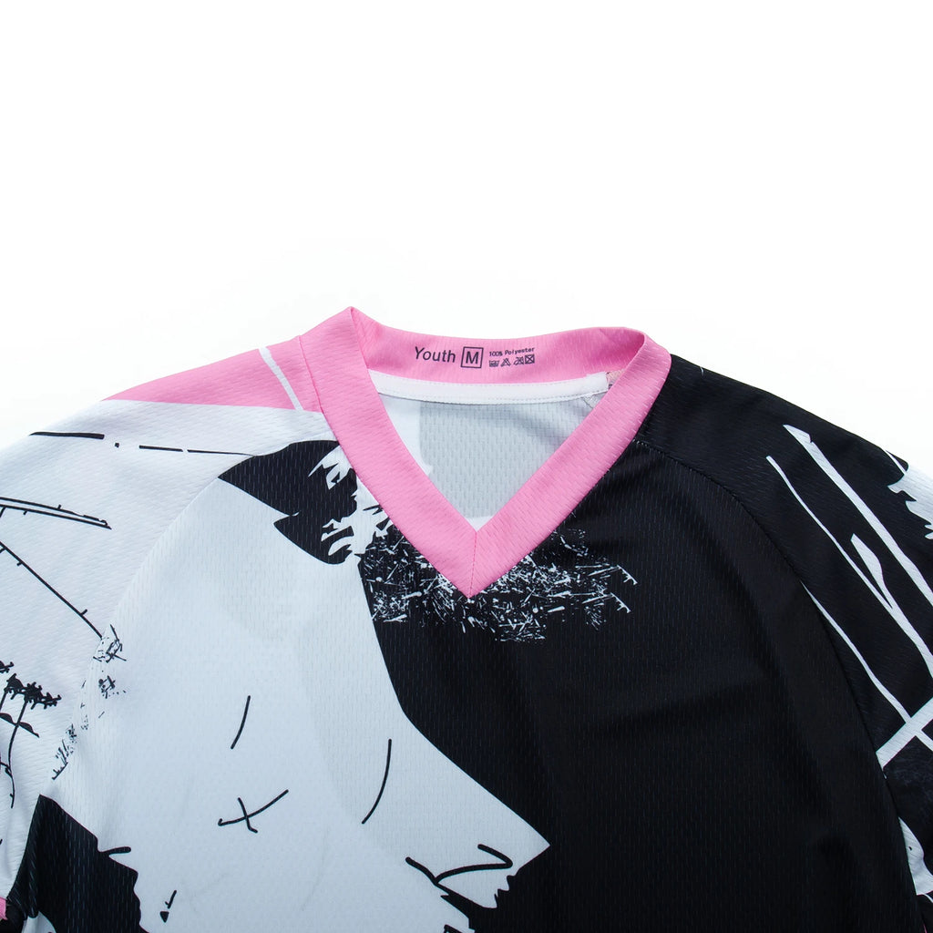 Pink Dirt Bike Shirt Kids Motocross Jersey Youth Off Road Motorcycle Shirt Girls DH mtb BMX Jersey Long Sleeve Cycling Jersey