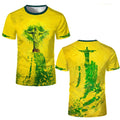 New Brazil Themed T-shirt Men's Brazilian Style Jesus Graphic Sports Jersey Unisex Street Trendy Breathable Short Sleeve Tees
