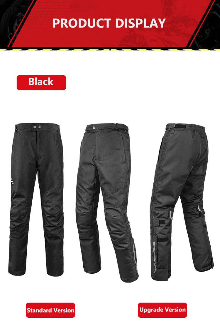 FEHER Motorcycle Pants Winter Waterproof Quick-release Thermal Motorbike Trousers Unisex Built-in Removable CE Protective Gear