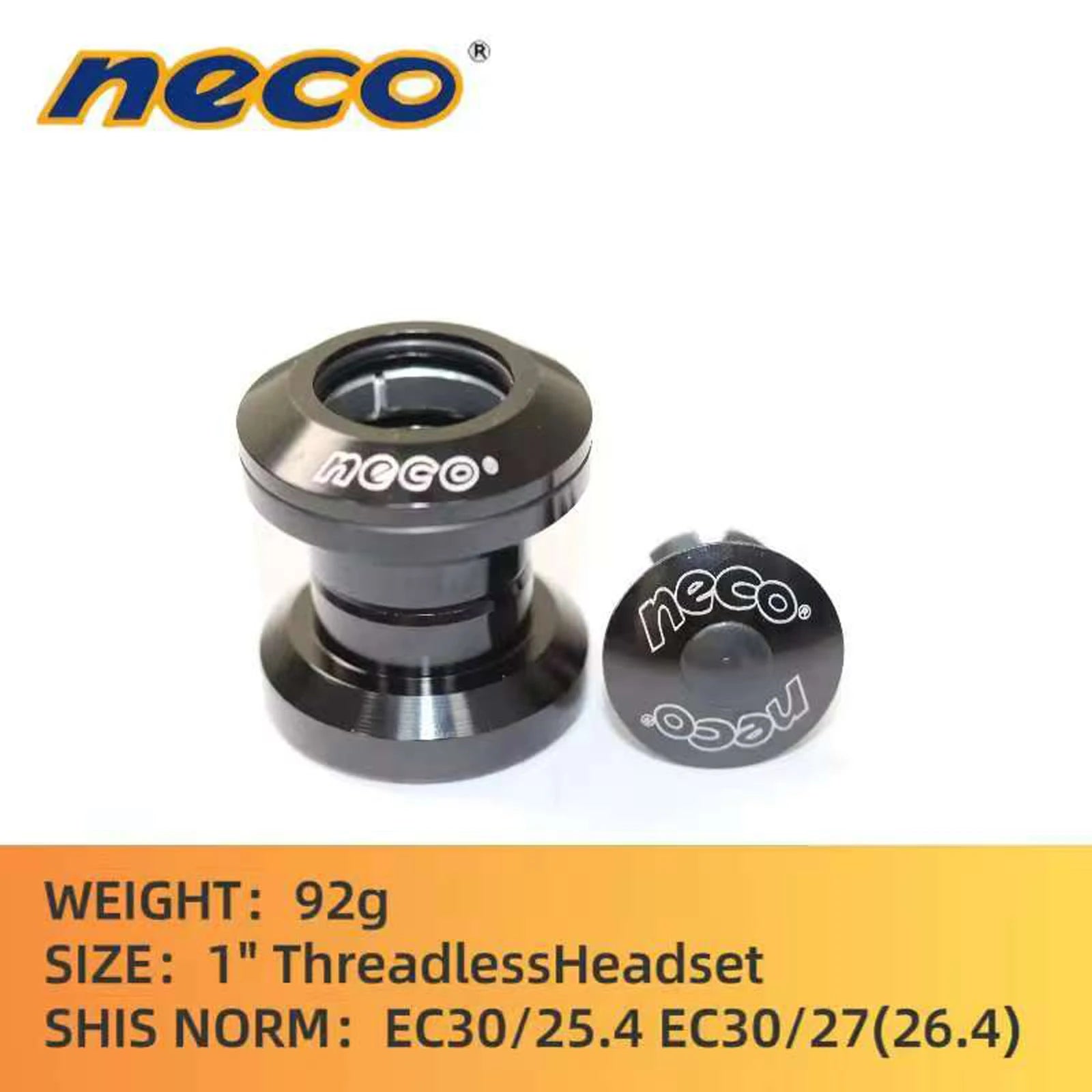 Neco MTB Bicycle Headset 25.4/30/27mm Threadless Road Mountain bike External Cup Threadless Headsets Tube Fork 1" Sealed Bearing