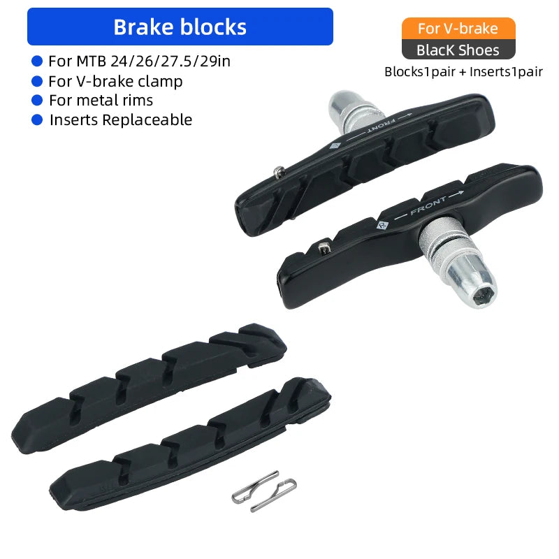 72mm Caliper Brake Pad for MTB Bike Metal Rim Low Wear Bicycle Stopping Blocks for V Shape Clamp Cycle Brake Inserts Replacement