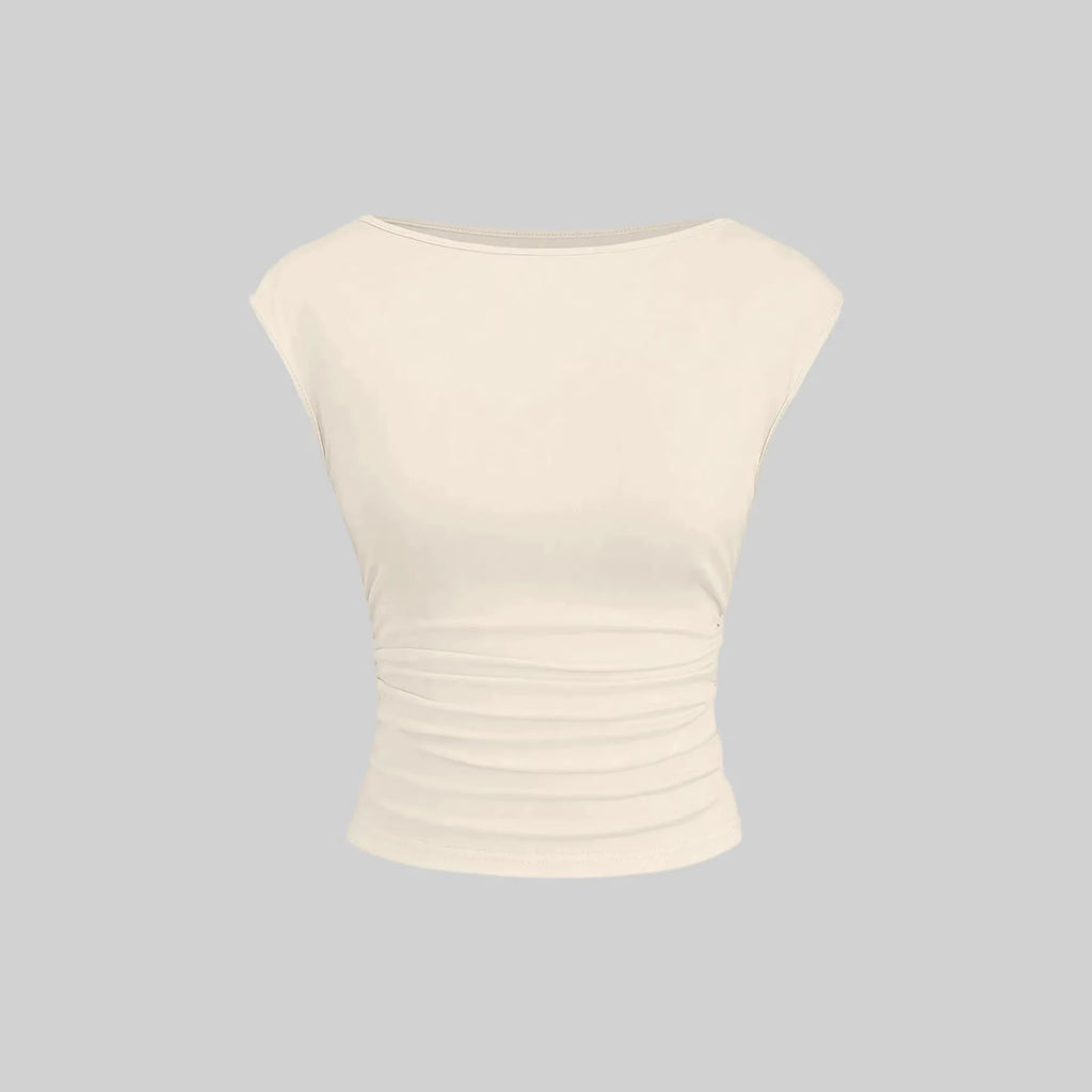 Sleeveless Pleated Tanks T-shirts Women Solid Vintage Crop Tops Sexy Kpop Tees Tshirts Gothic Harajuku Cheap Clothes Woman