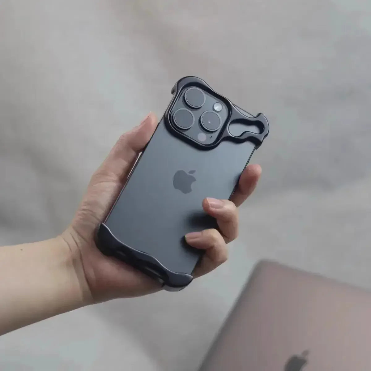 lrregular Metal Bumper Phone Case For IPhone Air 13 14 15 16 17 Pro Max Plus Lens Film Protection Bare Aluminum Shockproof Cover
