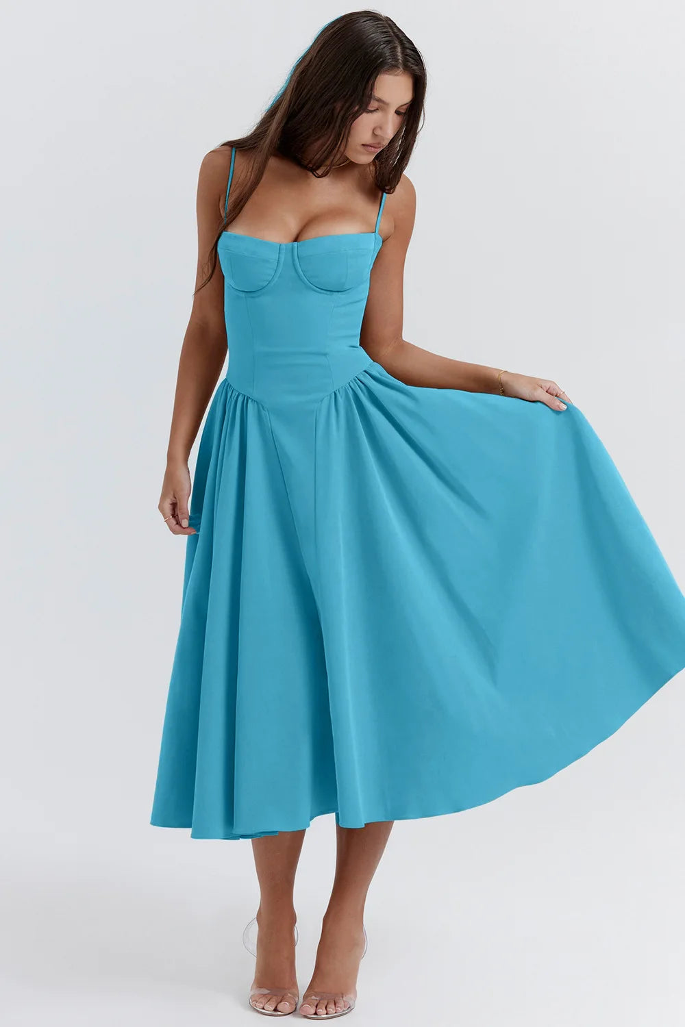 Summer Sexy Tube Top Waisted Camisole Dress Women Elegant Sleeveless Backless Pleated Female Party Evening Dresses