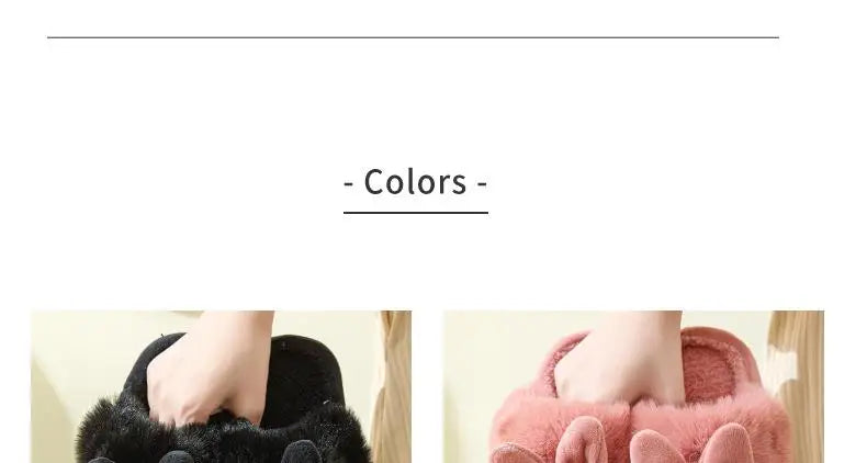 Evshine Winter Plush House Slippers For Women Cute Cartoon Indoor Fuzzy Slides Fur Lined Cotton Shoes Cozy Bedroom Furry Slipper