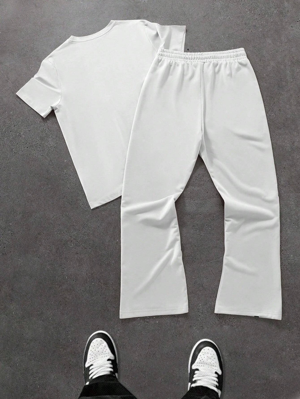 Men's Trendy Two Piece Fashion Hip Hop STRONG Letter Printed Crew Neck T-Shirt and Trousers Set Hip Hop Wear  Men's Clothing