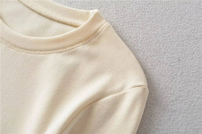 LUNDUNSHIJIA O-neck Long Sleeve T-shirts For Women 2025 New Spring Ladies Solid Cotton Slim Tee Shirts 10 Colors