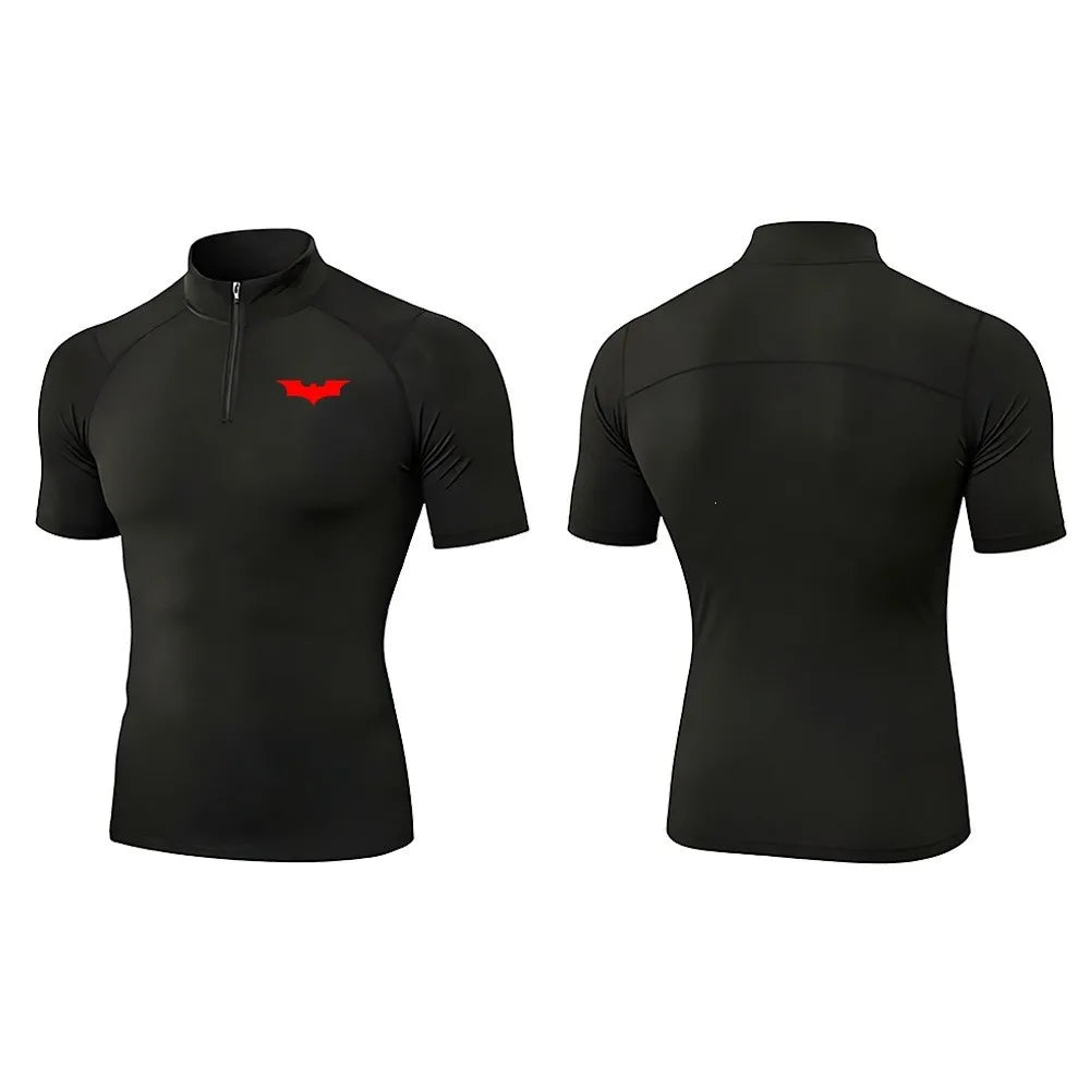 2025 Men's Bat Print Compression Shirt Quick Dry T-Shirt Gym Running Jersey Breathable Short Sleeve S-3XL