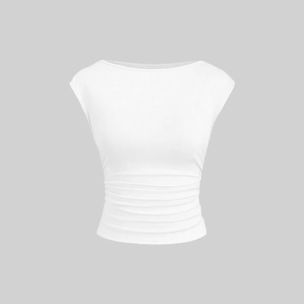 Sleeveless Pleated Tanks T-shirts Women Solid Vintage Crop Tops Sexy Kpop Tees Tshirts Gothic Harajuku Cheap Clothes Woman