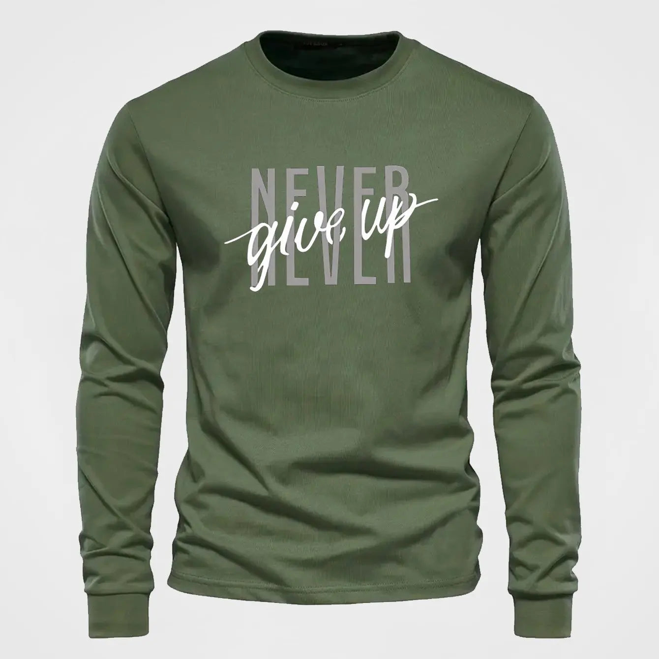 2025 Fashion NEVER English Letter 3D Printing Men's Long Sleeve Tees Autumn Casual Breathable O-neck T Shirt Tops Street Clothes
