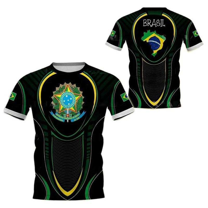 Brasil Totem Graphic T Shirt for Men 3D Printed Football Sports T-shirt Fashion Boys Streetwear Summer Quick Drying Short Sleeve