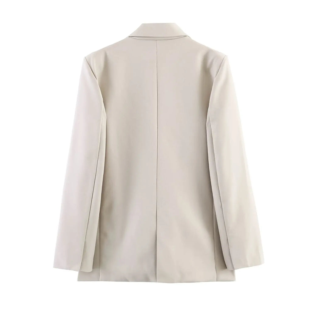 European and American style 2026 new double-button straight suit jacket with shoulder pads + pleated straight trousers suit