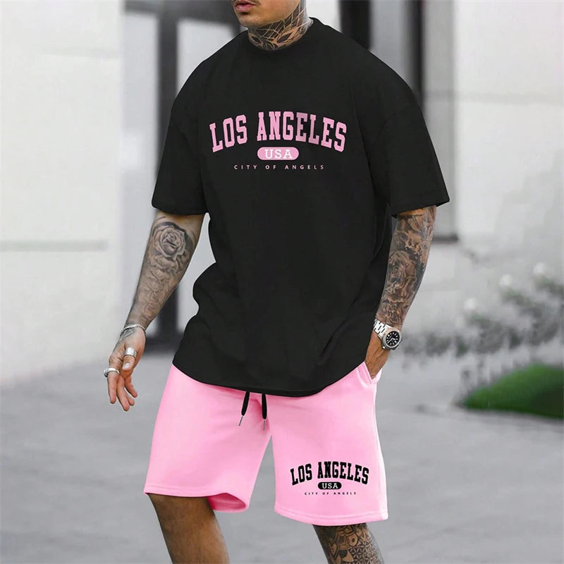 20024 Outdoor Sports Style Men's Suit Basketball Suit Summer Seaside Holiday Leisure Wear Men's Home Loose Comfortable Pyjamas