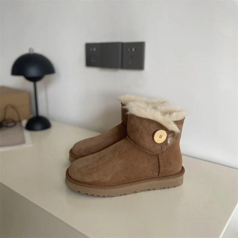 2026 New Design Winter Boots Women Super Mini Real Sheepskin Wool Comfort Warm Natural Fur Shoe Man Classic Snow Boot Size 35-44
