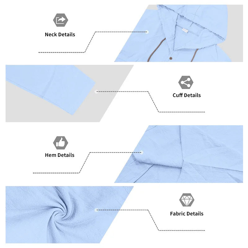 Men's Linen Long-Sleeved Shirt And Pants Set Breathable Outdoor Leisure Hiking Beach Sports Clothing for Spring Summer Autumn
