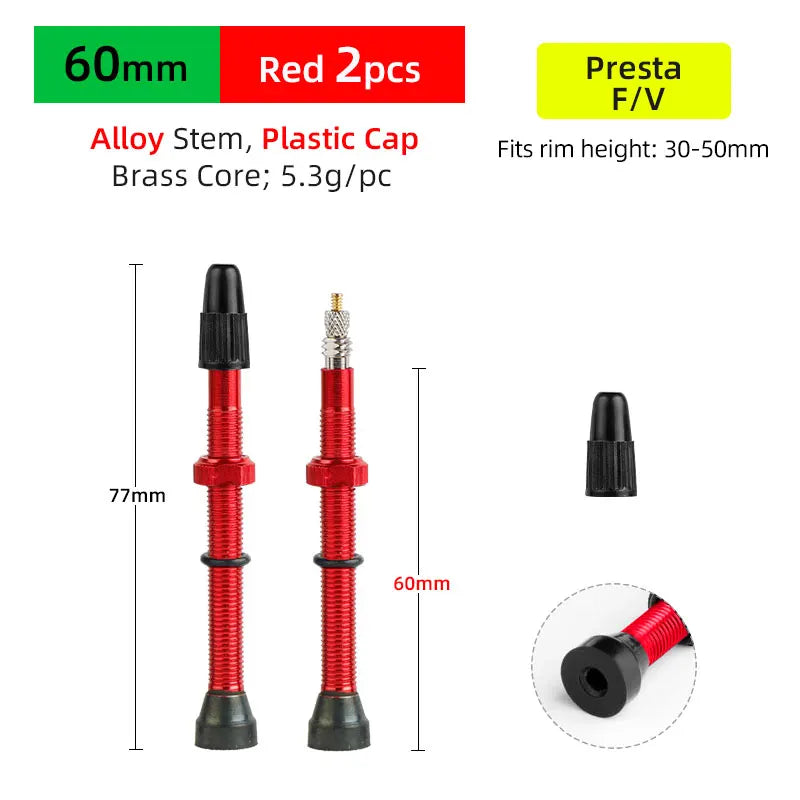 Deemount 2pcs 40/60/80mm Bike Presta/FV Valve Stem for Tubeless Tire MTB Road Bike Bicycle No Tube Rim Parts