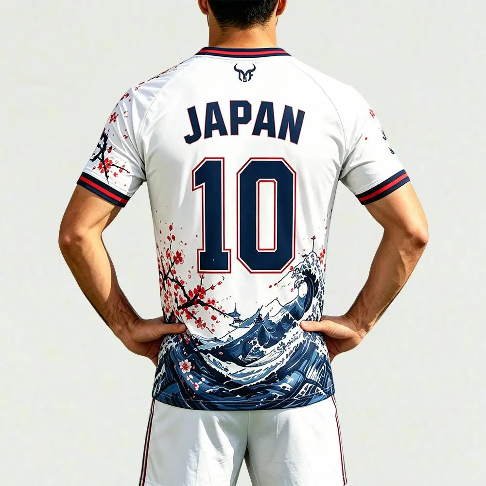 New Japanese Style Print Football Jersey Summer Breathable And Quick-drying Cherry Blossom Graphic T-shirt Unisex Casual Tops