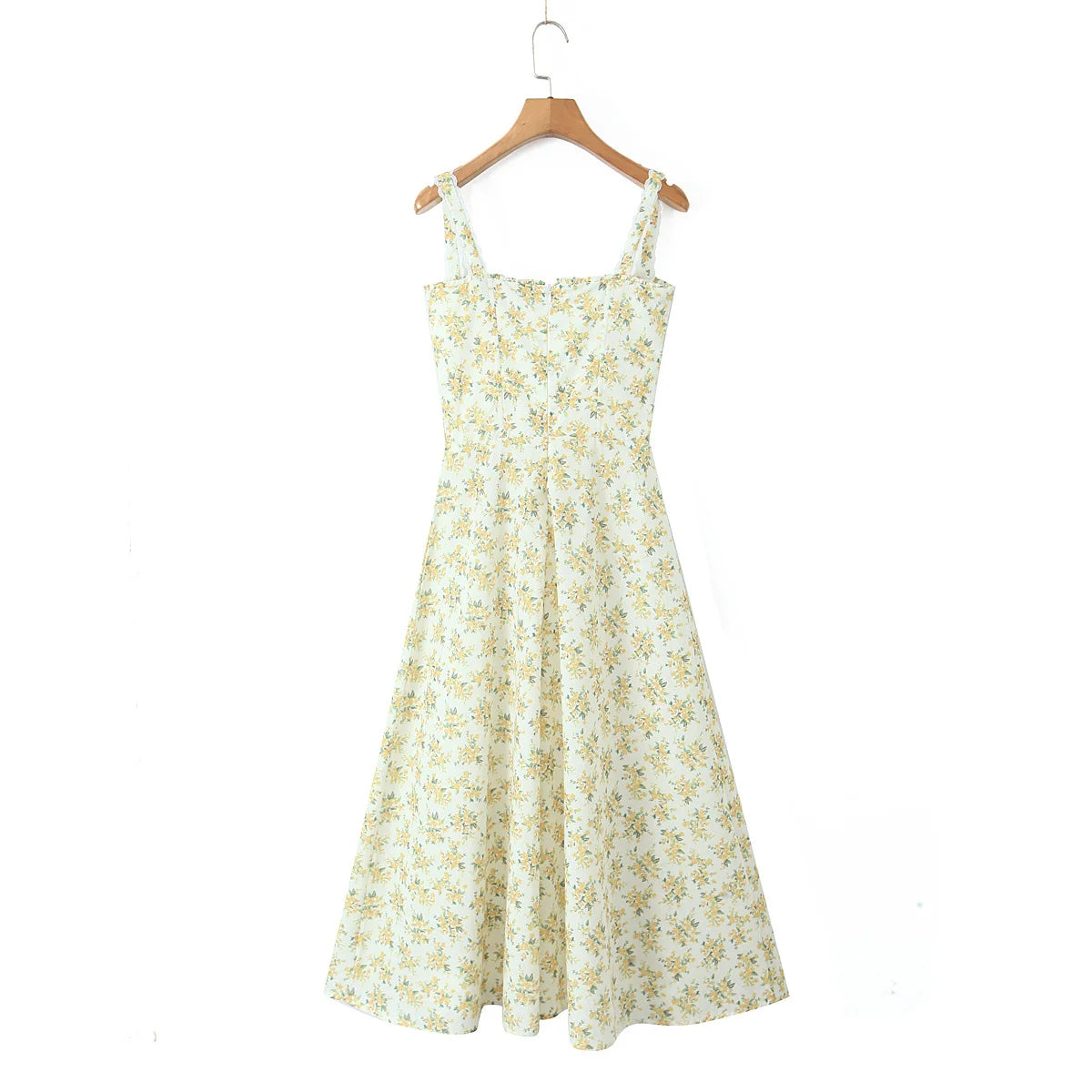YENKYE Sexy Elegant Women Lace Patchwork Floral Print Sling Midi Dresses Holiday Summer Lady Party Vestidos Cotton Robe