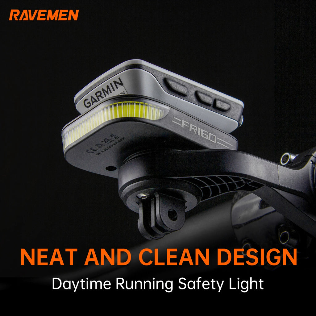 Ravemen FR160 LED Bike Front Light Bicycle Headlight QTM01+QTM03 Mount Tab For Garmin Wahoo Bryton GPS With AGM02 Bottom Mount