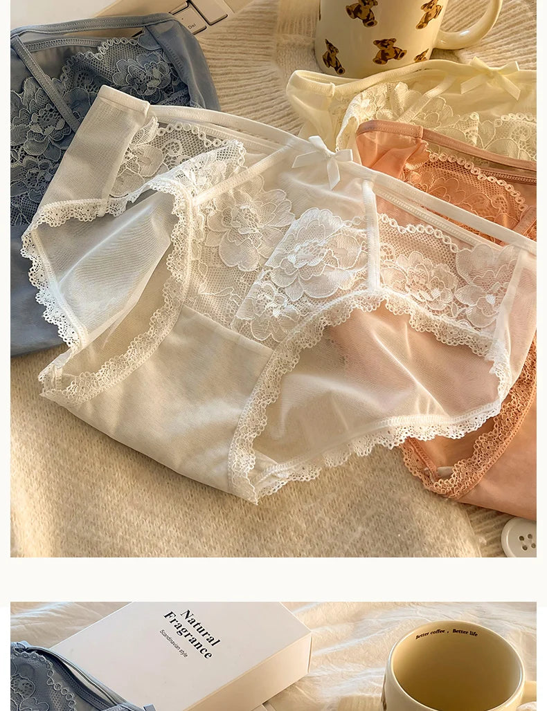 1Pcs Women's Underwear Panty black Sexy Lace Panties Girl Hollow Comfort Briefs Mid Waist Seamless Underpants Female Lingerie