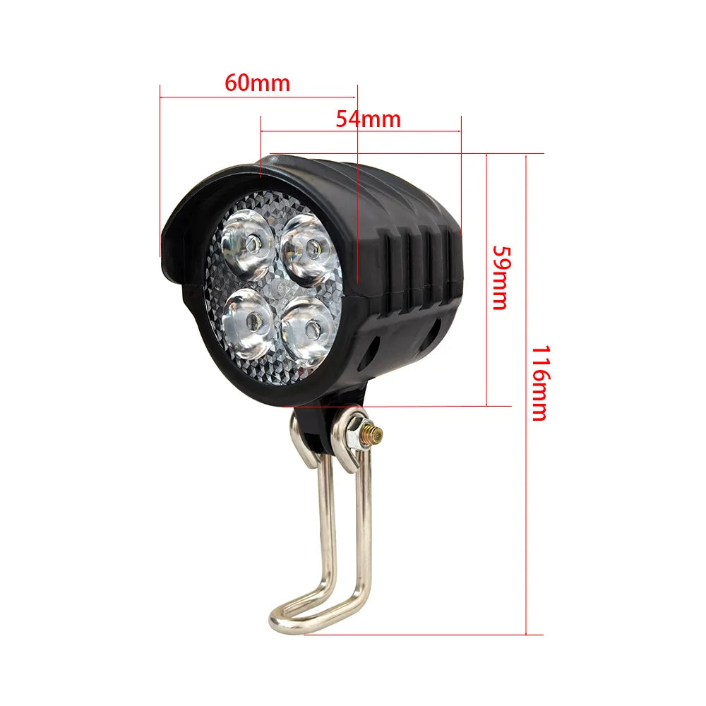 Ebike LED Light Electric Bike Headlight Kit Front Rear Lamp with Horn 36V 48V Mountain Bike Accessories Bicycle Lights