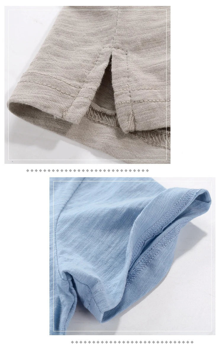 3018 Summer Fashion Short Sleeve Thin T-shirt Solid Color Simple Classic Soft Cozy Round Neck Slub Cotton Men's Casual Tops Tees