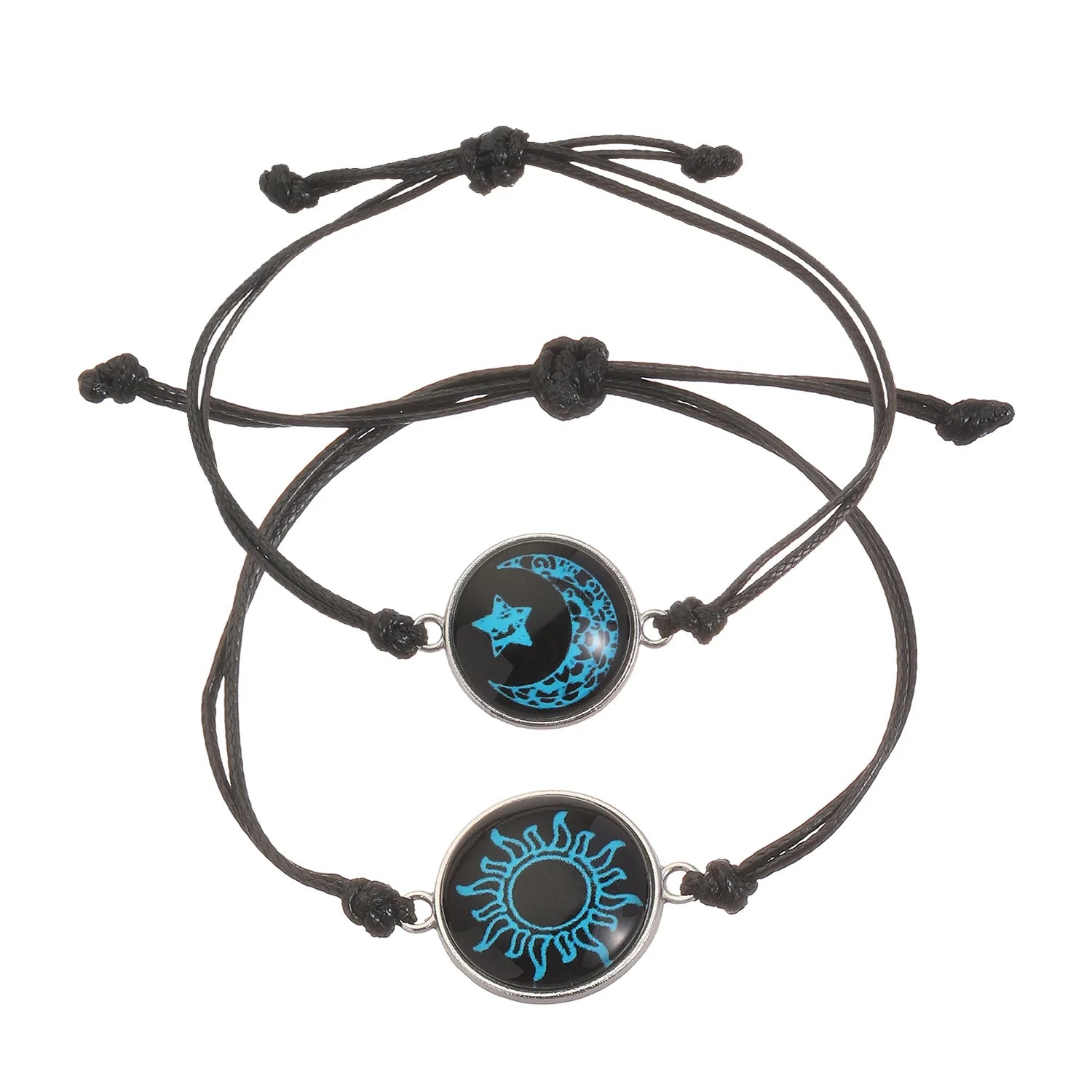 Romantic Luminous Sun Moon Couple Bracelets for Women Men Handmade Braided Rope Matching Bracelet Charms Lover  Jewelry Gifts
