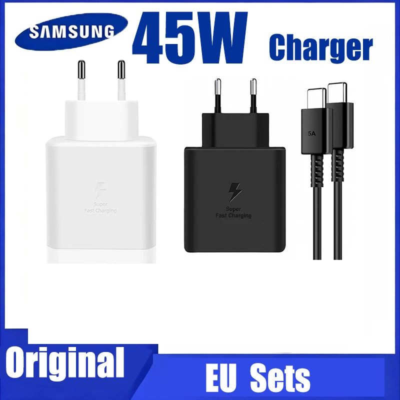 Original Samsung 45W Charger Fast Charging Type C PD Cargador Galaxy S26 S25 Ultra 24 Plus S23 S22 A56 Tab S11 For iPhone Google