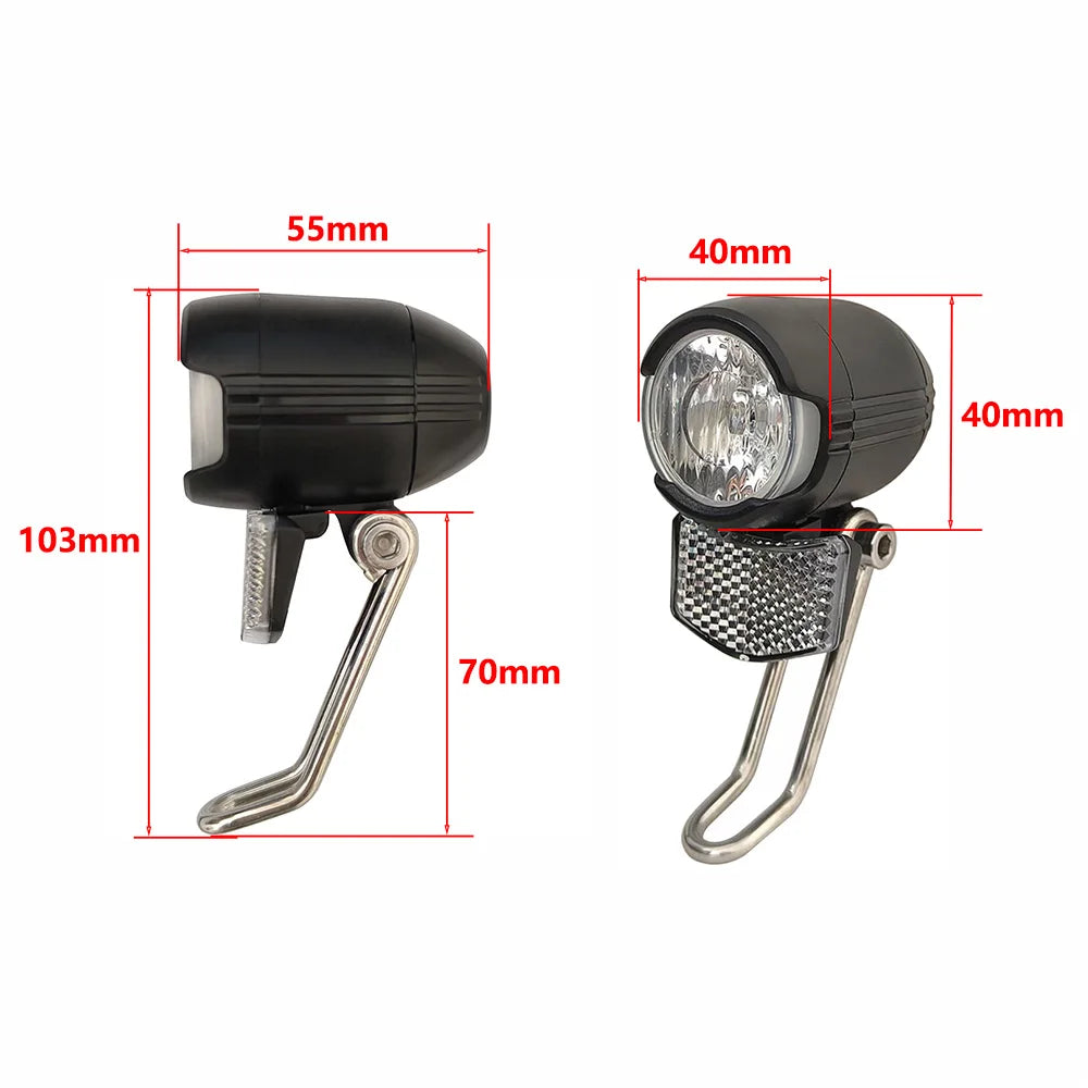Ebike LED Headlight Accessories 36V 48V Lamp 3pin  Waterproof Connector Built-in Horn Front Light for Electric Scooters Bicycles