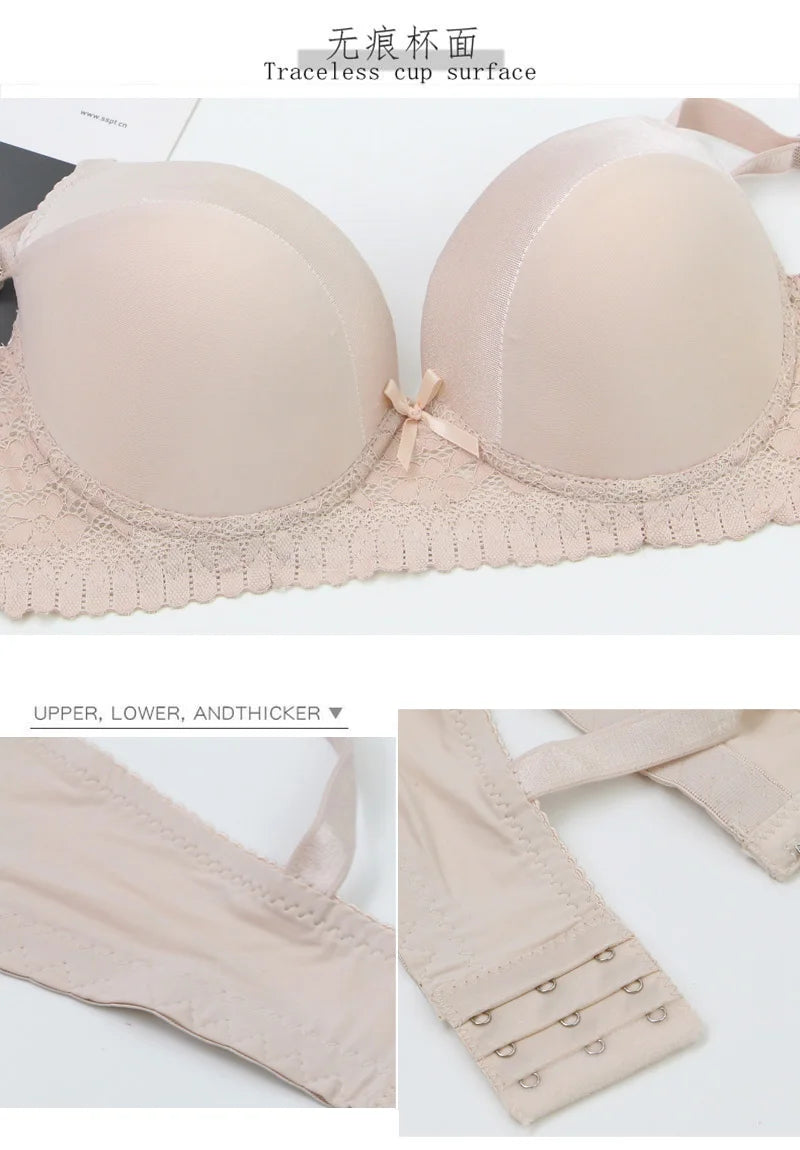 DaiNaFang Push Up Bras For Women Pink Blue Black Gray Beige White Burgundy Underwear Lace Minimize Seamless Lingerie