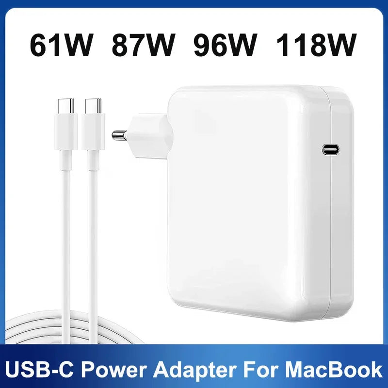 USB-C61W Charger 87W 96W 118W Type-C PD for MacBook 13 15-inch A1706 A1707 A1708 A1534 A1719 A214 iPad pro High Power Adapter