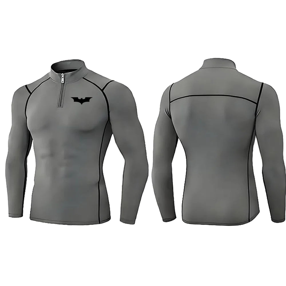 2025 Men's Bat Print Compression Shirt Quick Dry T-Shirt Gym Running Jersey Breathable Short Sleeve S-3XL
