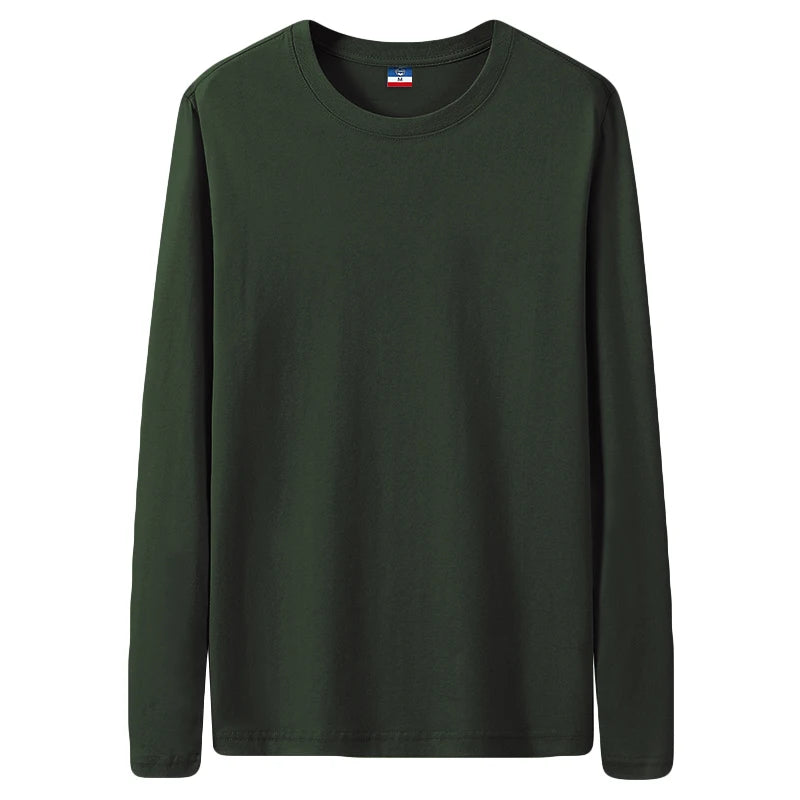 Fast Delivery T-Shirts Men Long Sleeves Tee Tops Male Autumn Plain Cotton Tshirts Plus Size 4XL 5XL Undershirts Man Clothing