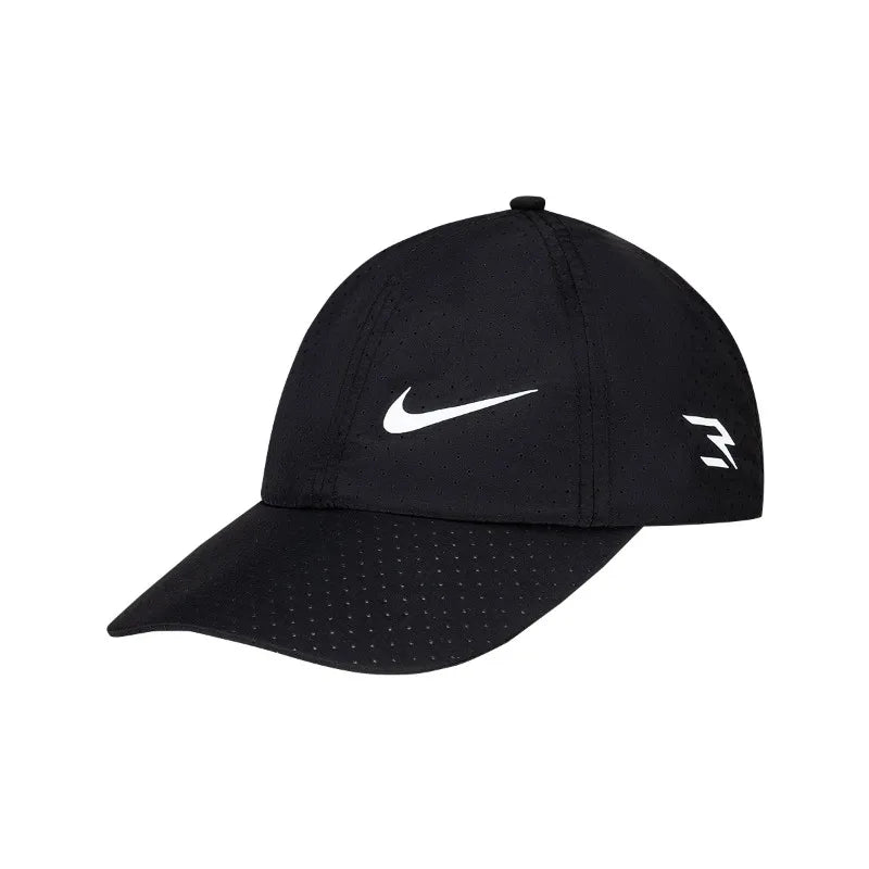 Nike Men's Women's Black Baseball Cap Logo Print Breathable Nylon Polyester Blend Casual Sports Sunshade Hat-N32533077GS-001