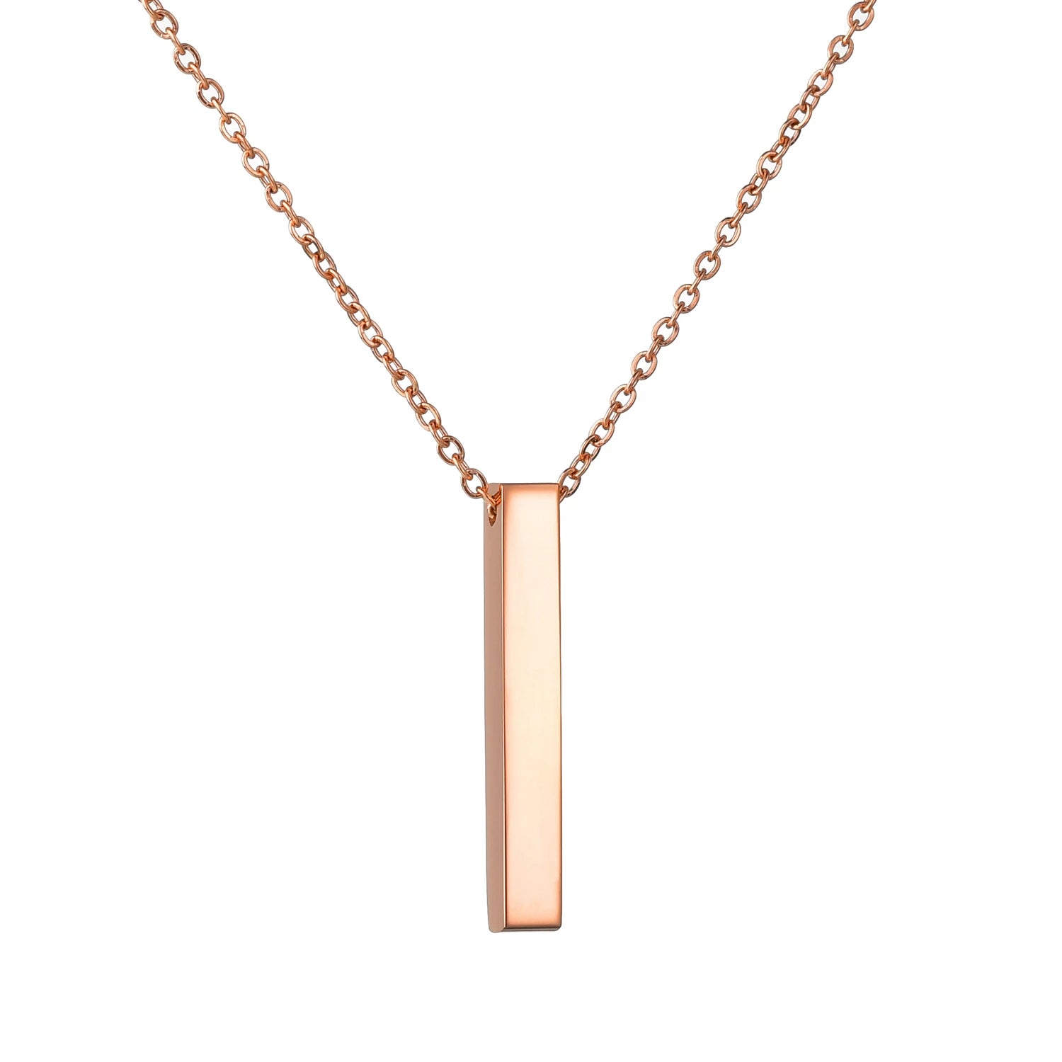 Personalized 4 Sides Engraving Square Bar Pendant Custom Name Date Stainless Steel Necklace Women Men Jewelry Gifts Wholesale