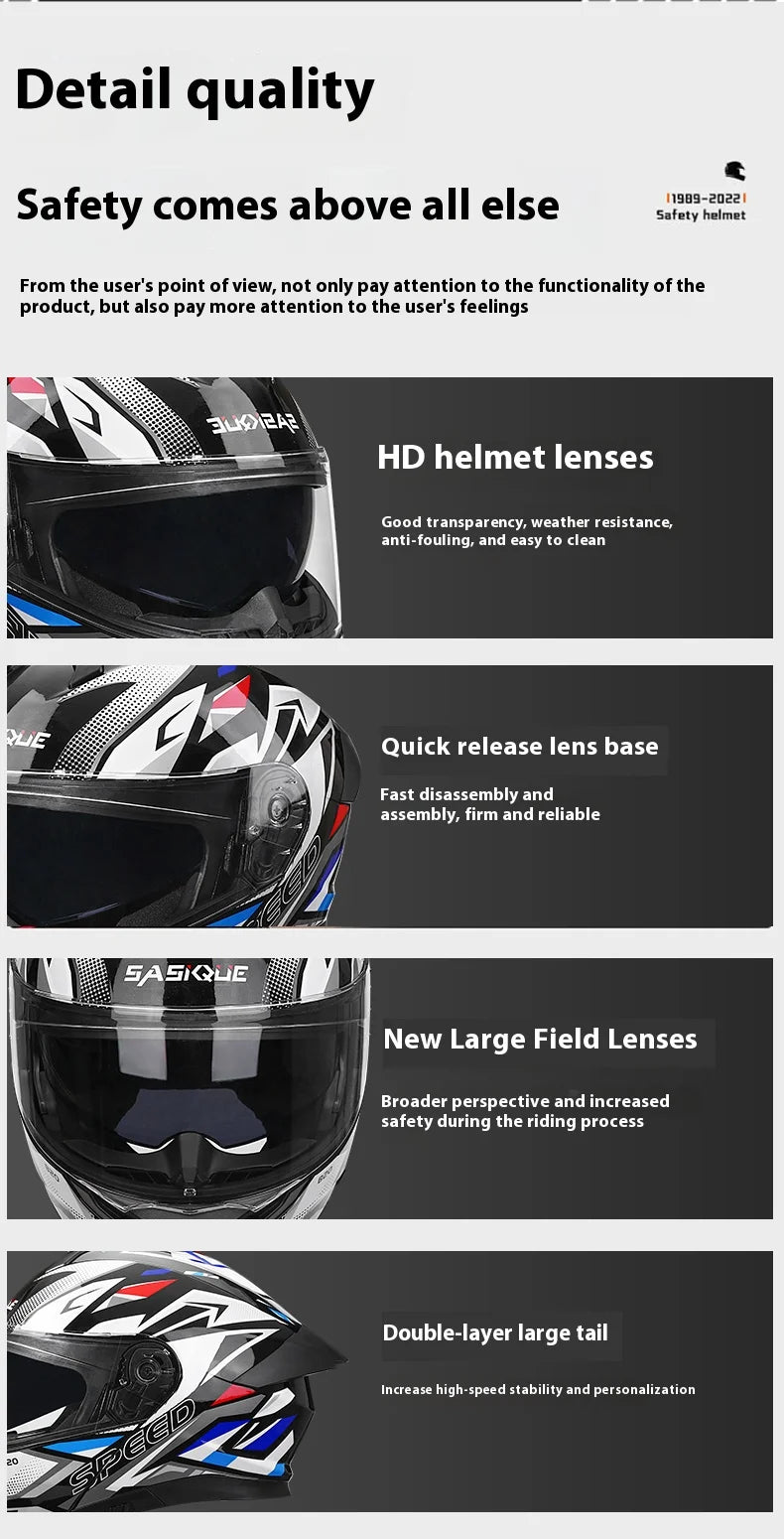New Flip Up Motorcycle Helmet Dual Lens Sun Visor DOT Certified Bluetooth Compatible Unisex Adult Motorbike Full Face Helmet