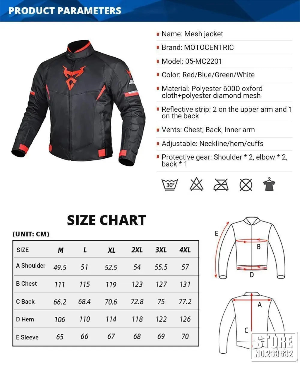 Motorcycle Jacket Protective Clothing Road Commuter Sports Off-Road Riding Clothing Reflective Breathable Durable Anti-Falling